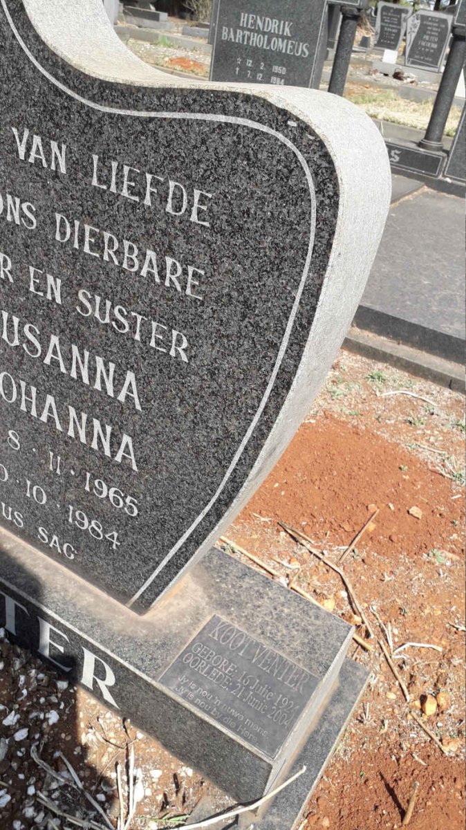 VENTER Koot 1924-2004 :: VENTER Susanna Johanna 1965-1984