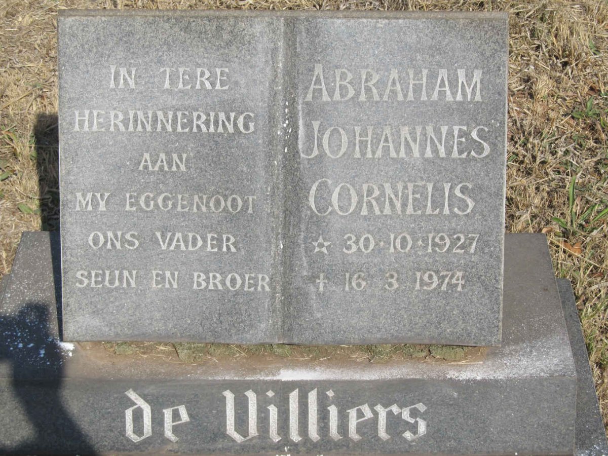 VILLIERS Abraham Johannes Cornelis, de 1927-1974