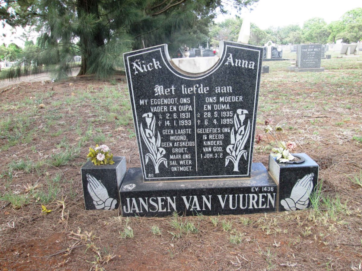 VUUREN Nick, Jansen van 1931-1993 &amp; Anna 1935-1995