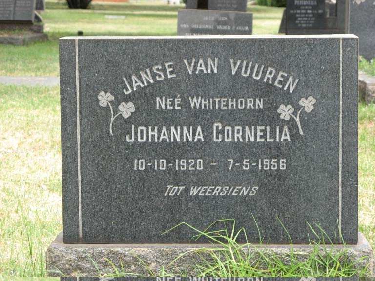VUUREN Johanna Cornelia, Janse van nee WHITEHORN 1920-1956