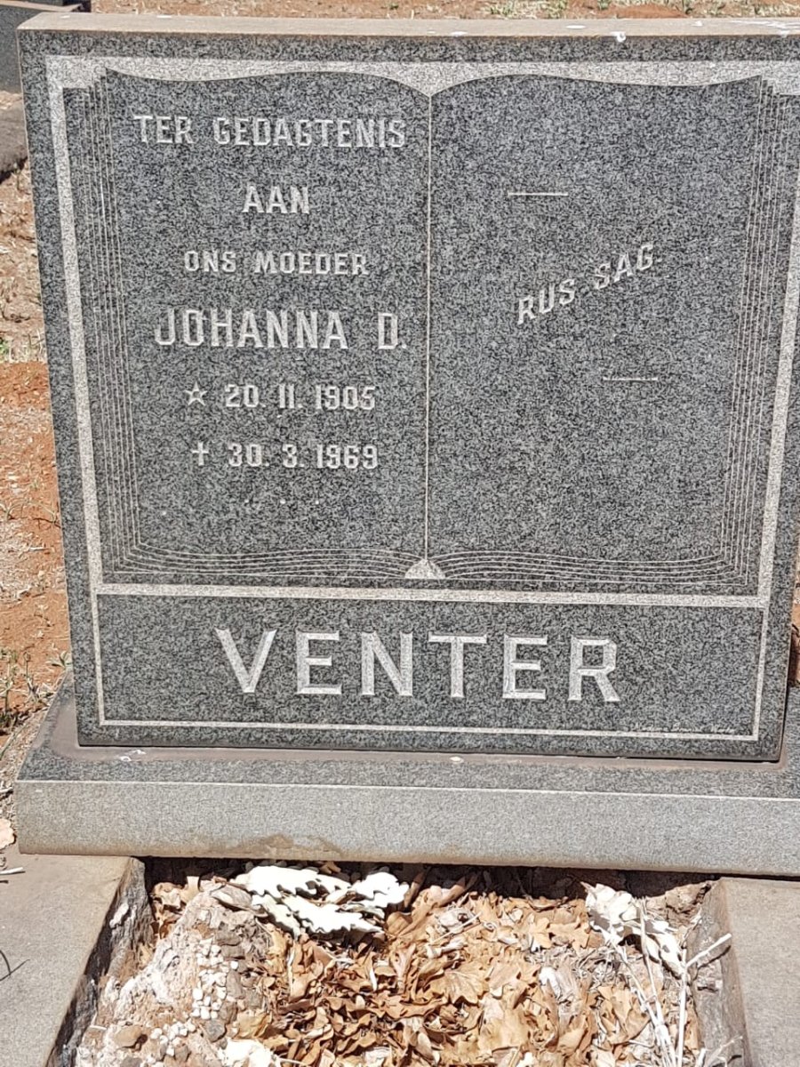 VENTER Johanna D. 1905-1969
