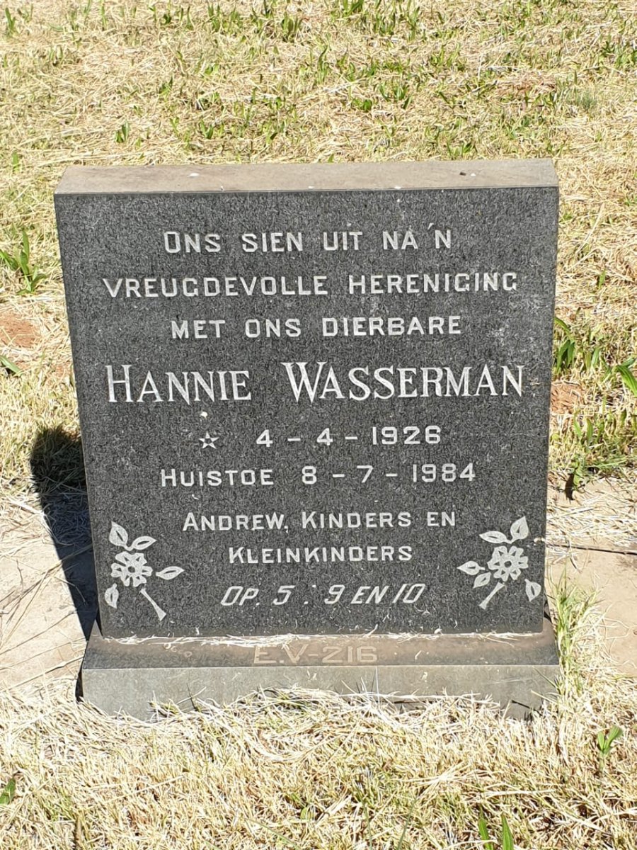 WASSERMAN Hannie 1926-1984