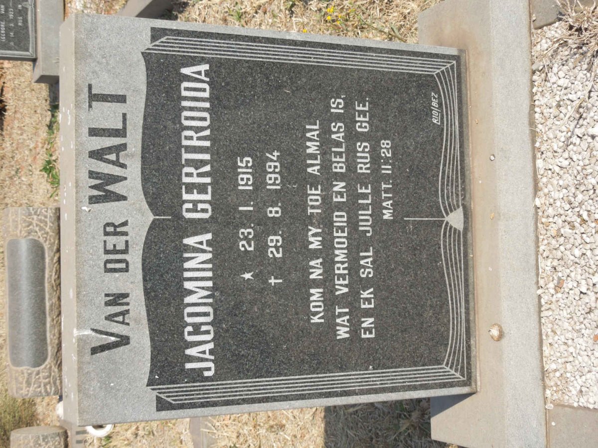WALT Jacomina Gertroida, van der 1915-1994