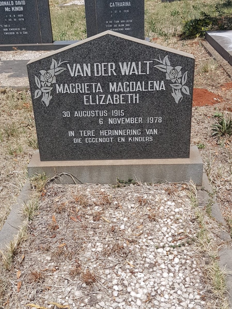 WALT Magrieta Magdalena Elizabeth, van der 1915-1978