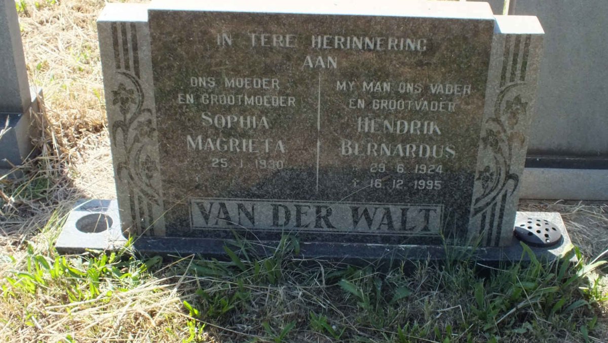 WALT Hendrik Bernardus, van der 1924-1995 &amp; Sophia Magrieta 1930-