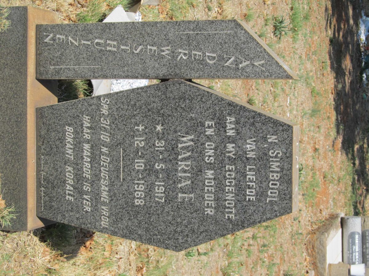 WESTHUIZEN Maria E., van der 1917-1968