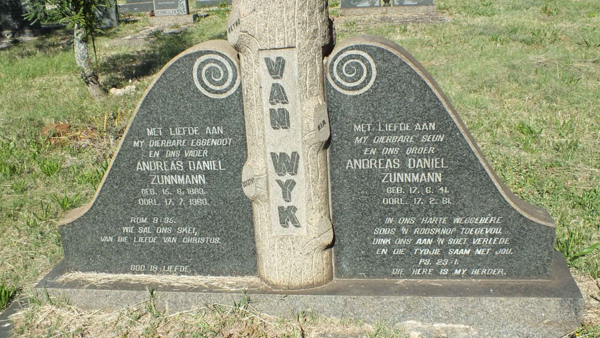 WYK Andreas Daniel Zunnmann, van 1893-1960 :: VAN WYK Andreas Daniel Zunnmann 1941-1961