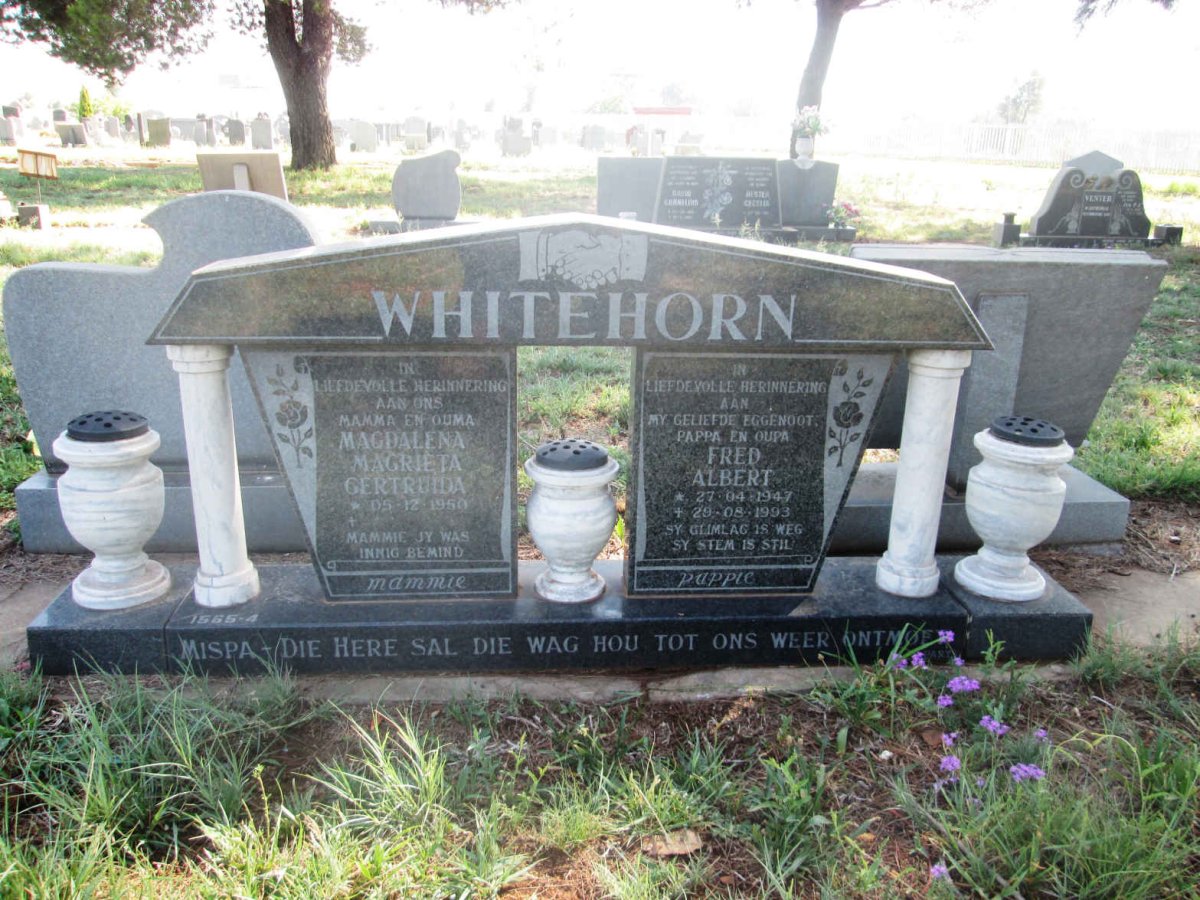 WHITEHORN Fred Albert 1947-1993 &amp; Magdalena Magrieta Gertruida 1950-