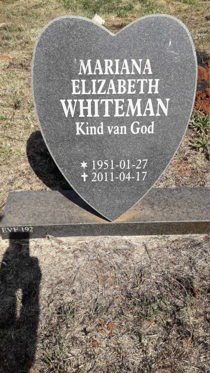 WHITEMAN Mariana Elizabeth 1951-2011