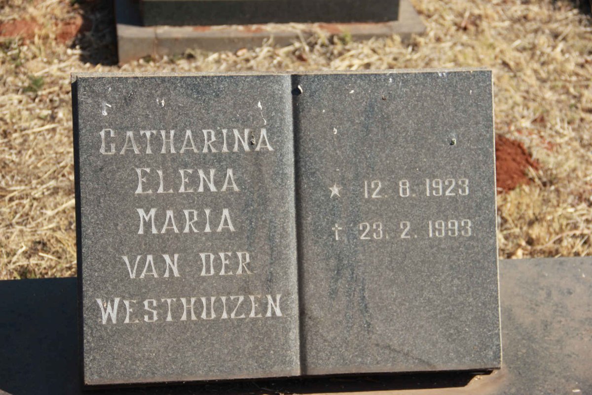WESTHUIZEN Petrus Jacobus, van der 1919-1982 &amp; Catharina Elena Maria 1923-1993 _2