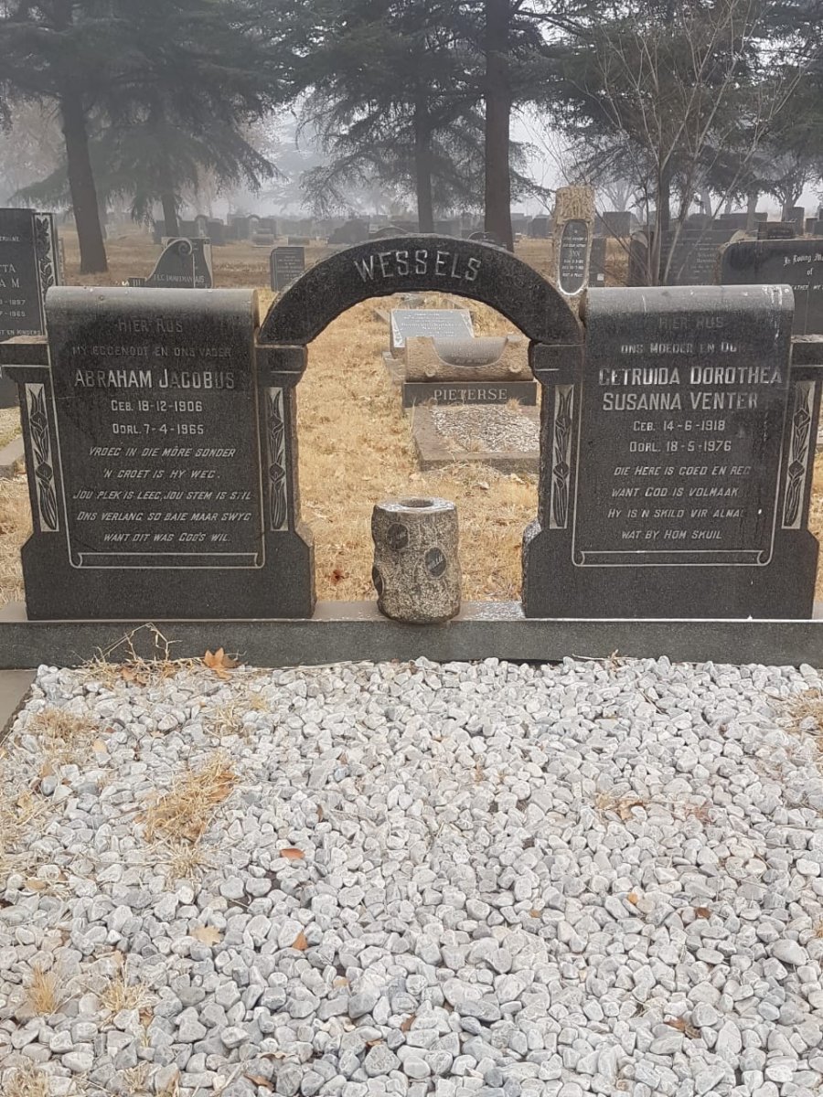 WESSELS Abraham Jacobus 1906-1965 &amp; Getruida Dorothea Susanna VENTER 1918-1976