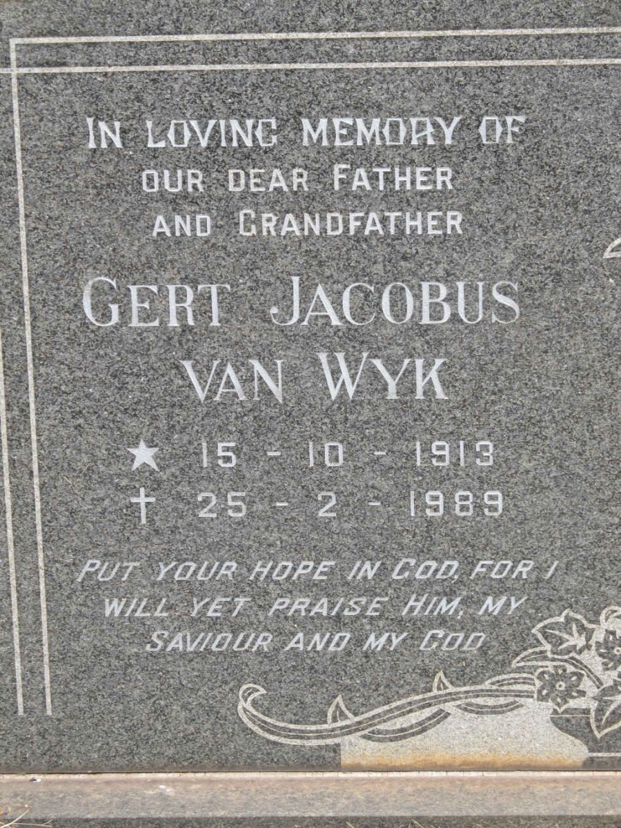 WYK Gert Jacobus, van 1913-1989 &amp; Ruby Olive 1918-1977