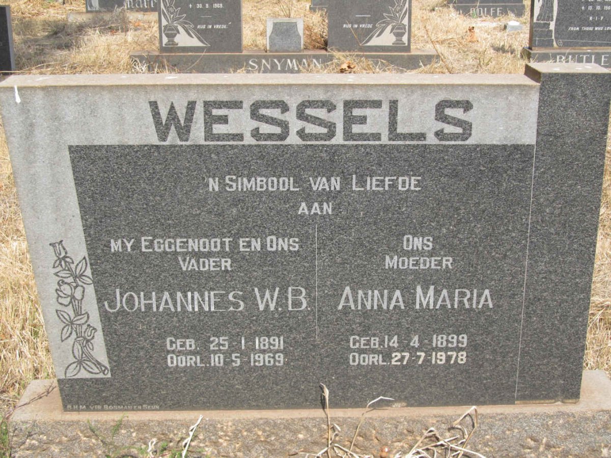 WESSELS Johannes W.B. 1891-1969 &amp; Anna Maria 1899-1978