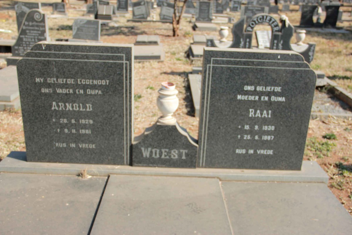 WOEST Arnold 1929-1981 &amp; Raai 1930-1987