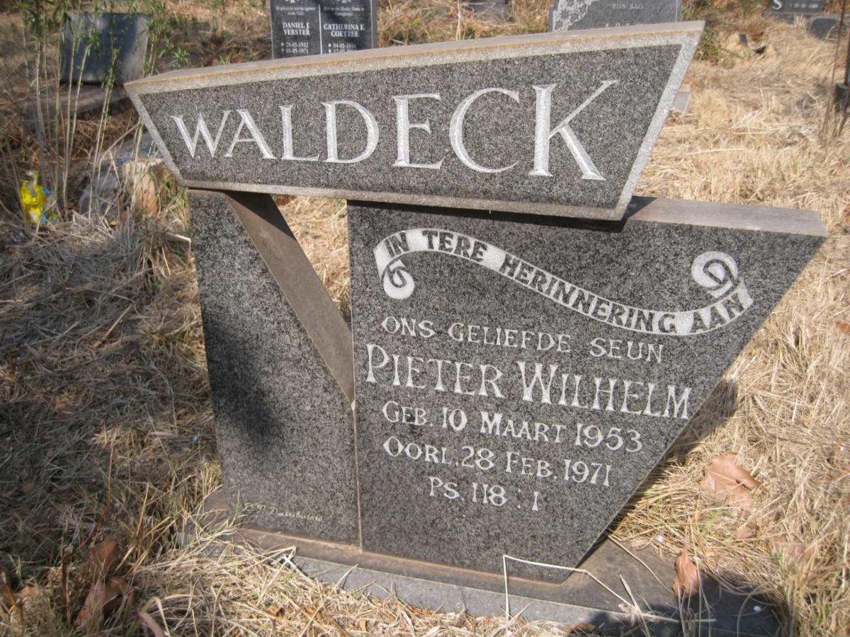 WALDECK Pieter Wilhelm 1953-1971
