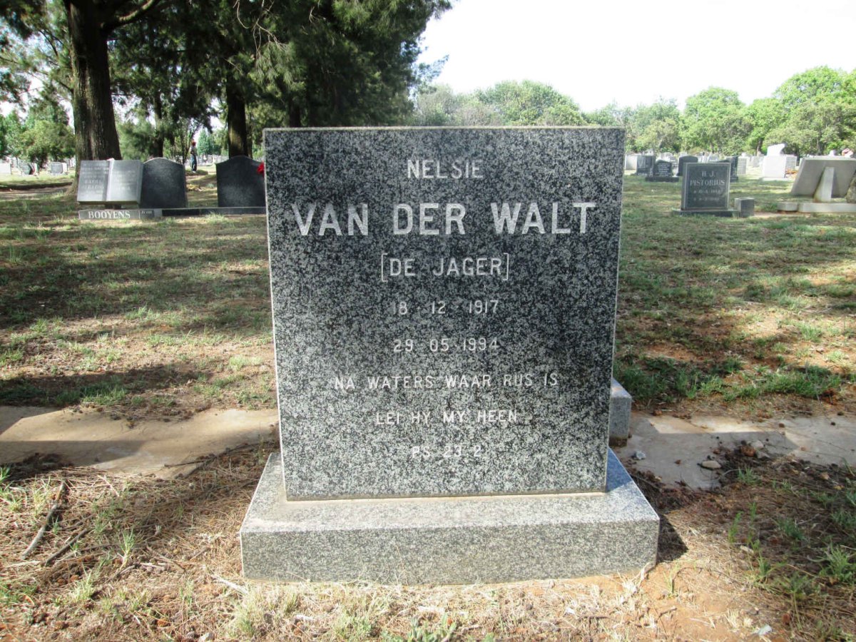 WALT Nelsie, van der nee DE JAGER 1917-1994
