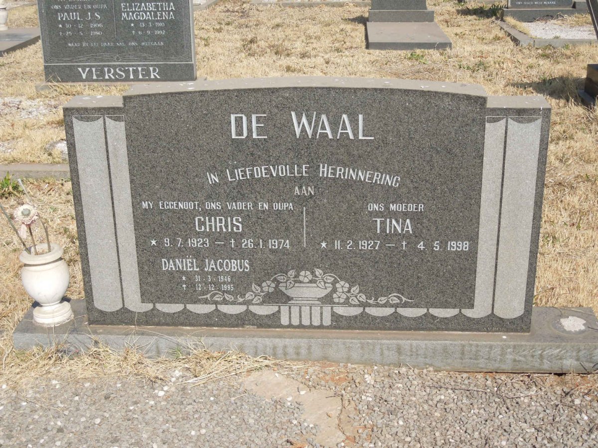 WAAL Chris, de 1923-1974 &amp; Tina 1927-1998 :: DE WAAL Daniel Jacobus 1946-1995
