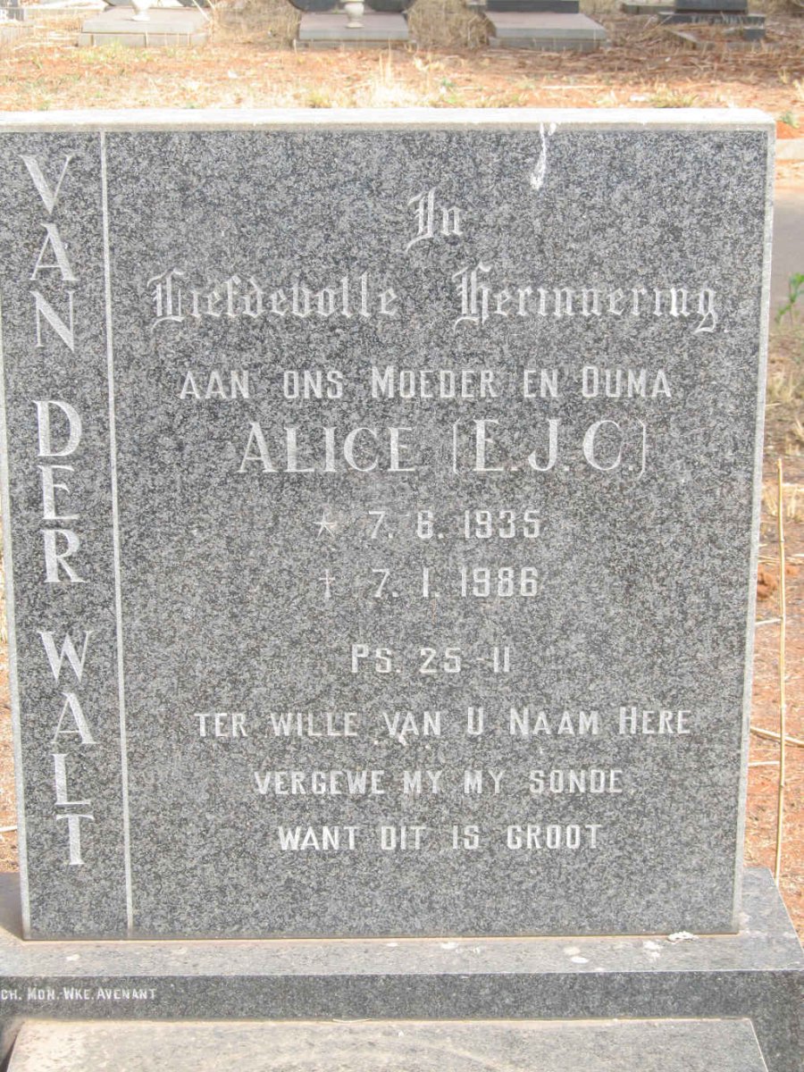 WALT E.J.C., van der 1935-1986