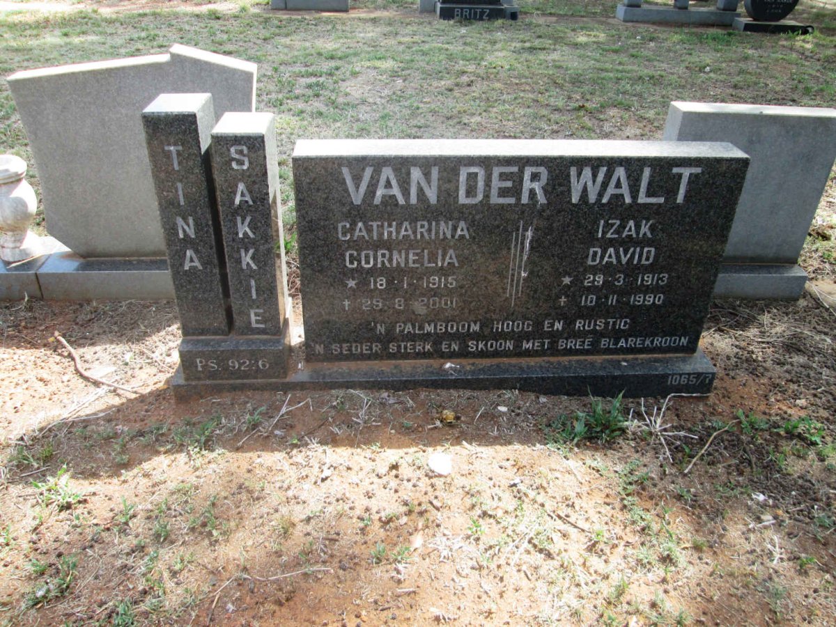 WALT Izak David, van der 1913-1990 &amp; Catharina Cornelia 1915-2001