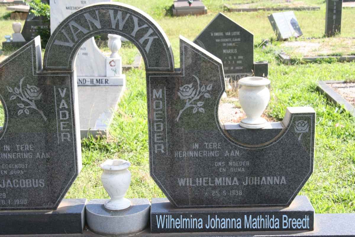 WYK Wilhelmina Johanna Mathilda, van nee BREEDT 1938-