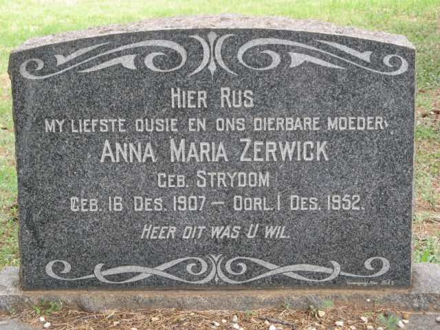 ZERWICK Anna Maria nee STRYDOM 1907-1952