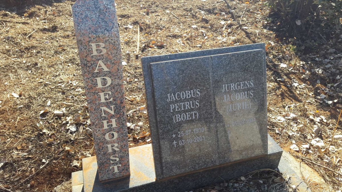 BADENHORST Jacobus Petrus 1930-2003 :: BADENHORST Jurgens Jacobus 1931-