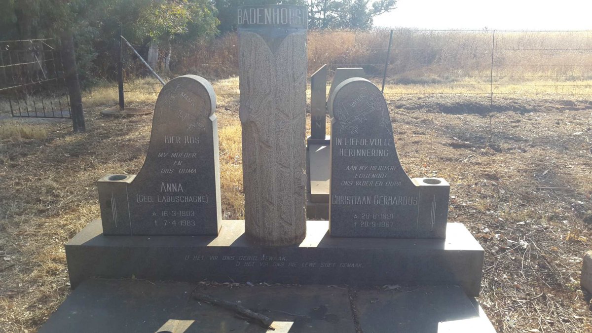 BADENHORST Christiaan Gerhardus 1891-1967 &amp; Anna LABUSCHAGNE 1903-1983