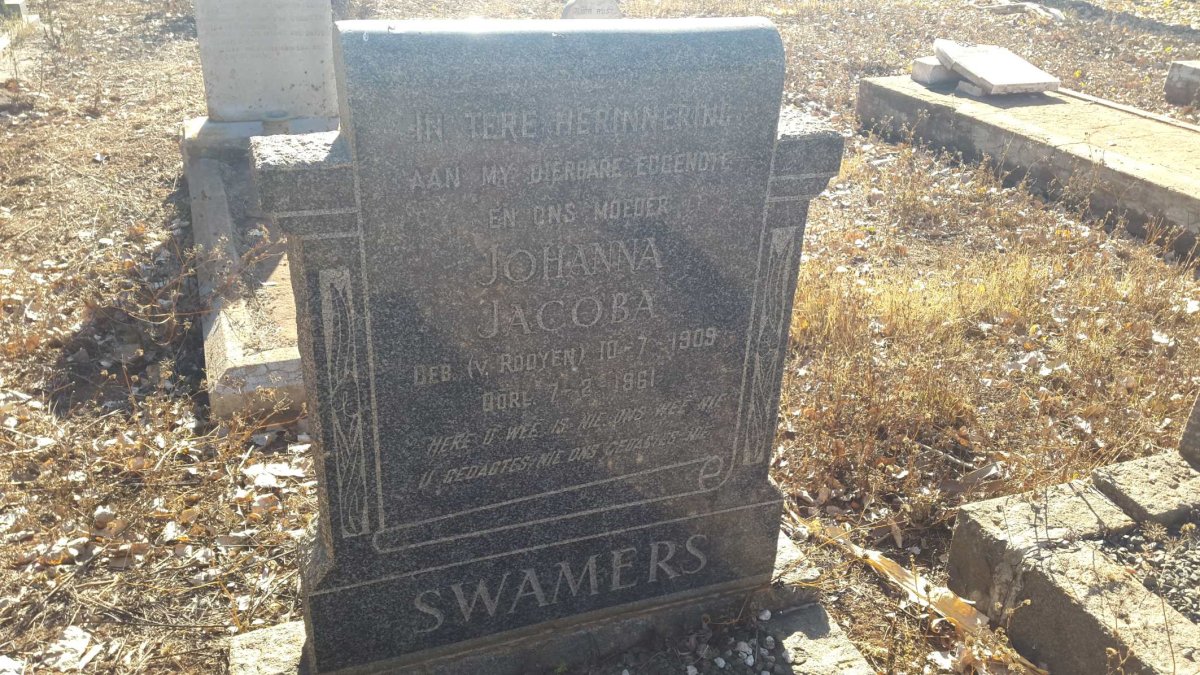 SWAMERS Johanna Jacoba nee V. ROOYEN 1909-1961