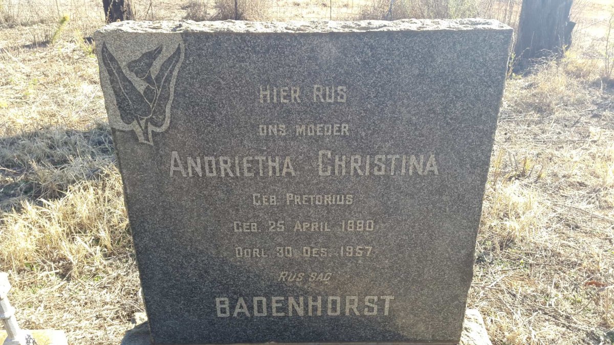 BADENHORST Andrietha Christina nee PRETORIUS 1880-1957