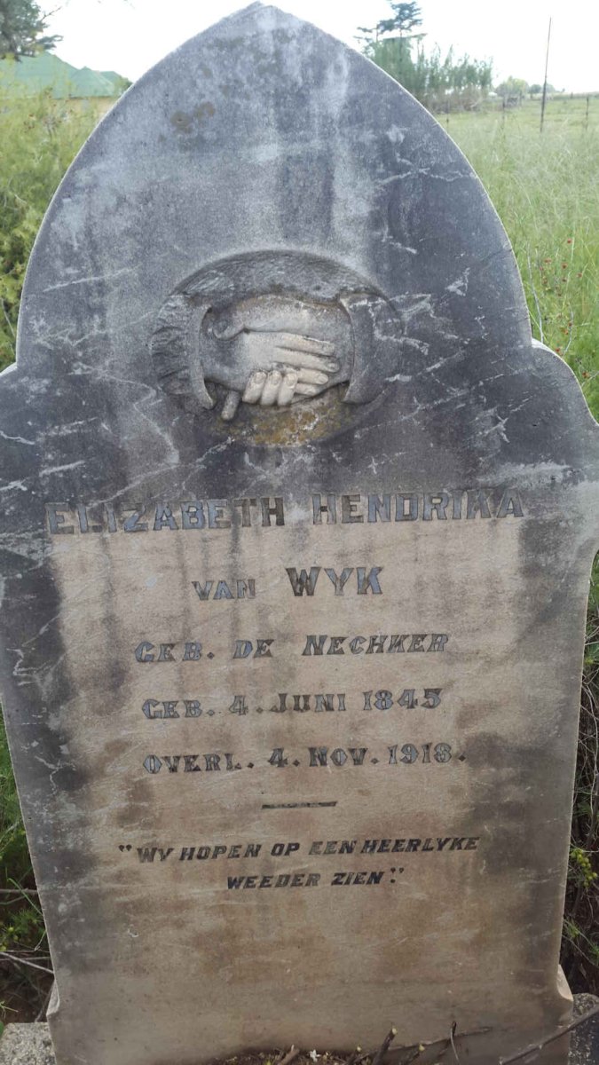 WYK Elizabeth Hendrika, van nee DE NECHKER 1845-1918
