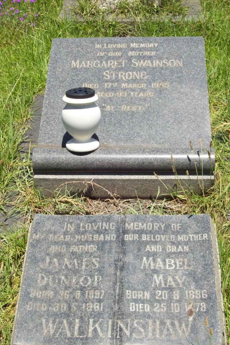 STRONG Margaret Swainson -1955 :: WALKINSHAW James Dunlop 1897-1961 &amp; Mabel May 1896-1978