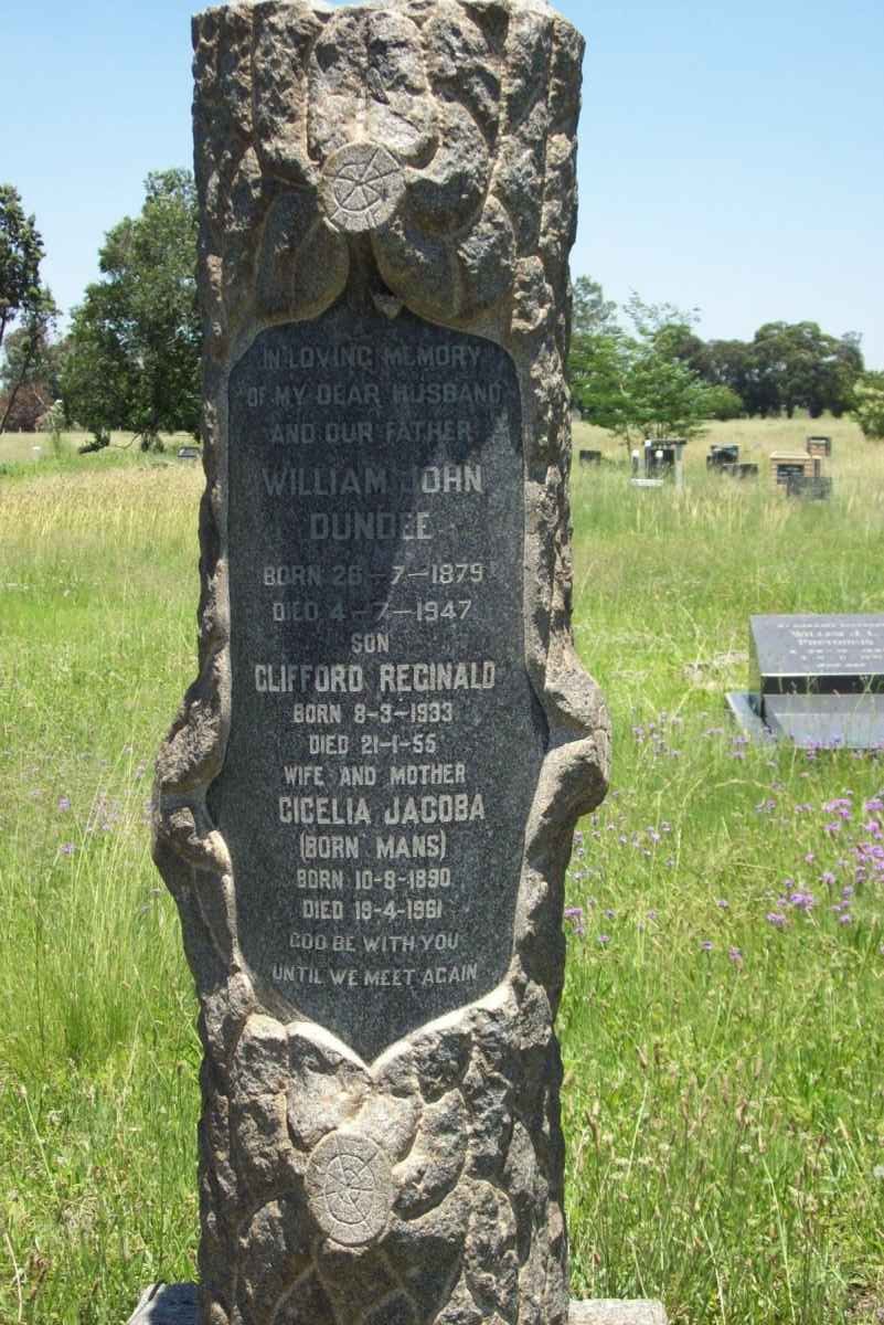 DUNDEE William John 1879-1947 &amp; Cicelia Jacoba MANS 1890-1961 :: DUNDEE Clifford Reginald 1933-1955