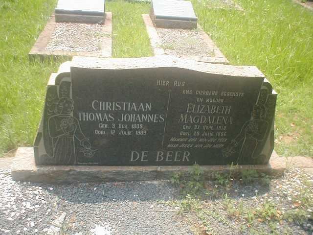 BEER Christiaan Thomas Johannes, de 1909-1989 &amp; Elizabeth Magdalena 1919-1956