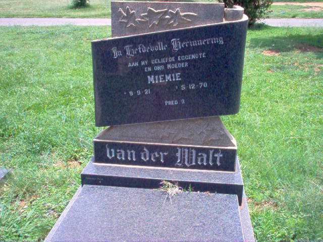 WALT Miemie, van der 1921-1970