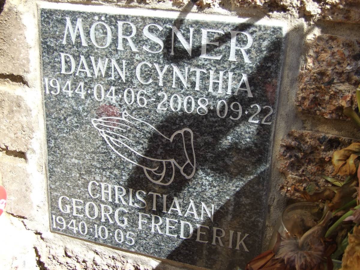 MÖRSNER Christiaan Georg Frederik 1940- &amp; Dawn Cynthia 1944-2008