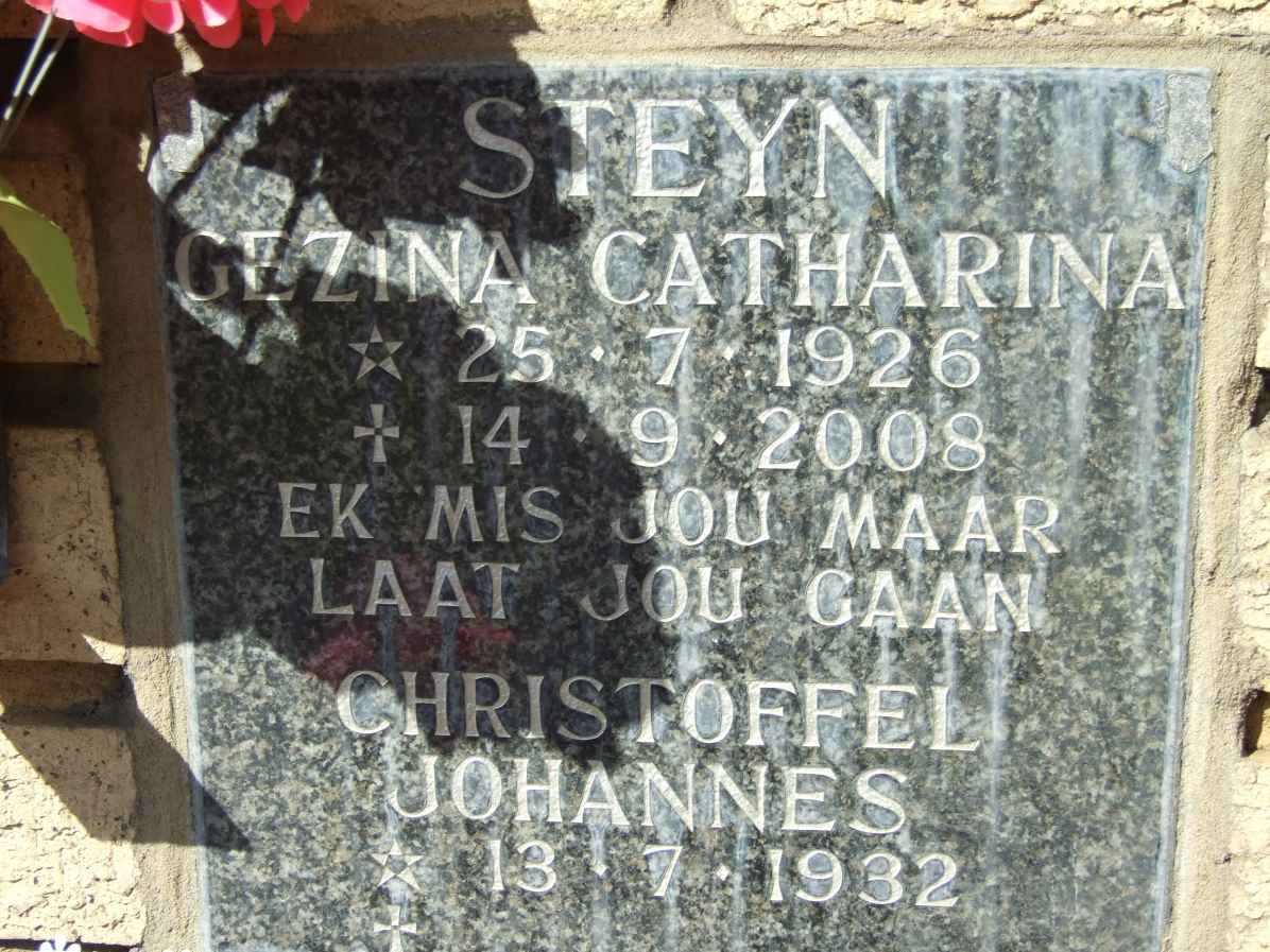 STEYN Christoffel Johannes 1932- &amp; Gezina Catharina 1926-2008