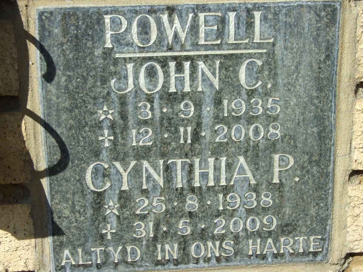 POWELL John C. 1935-2008 &amp; Cynthia P. 1938-2009
