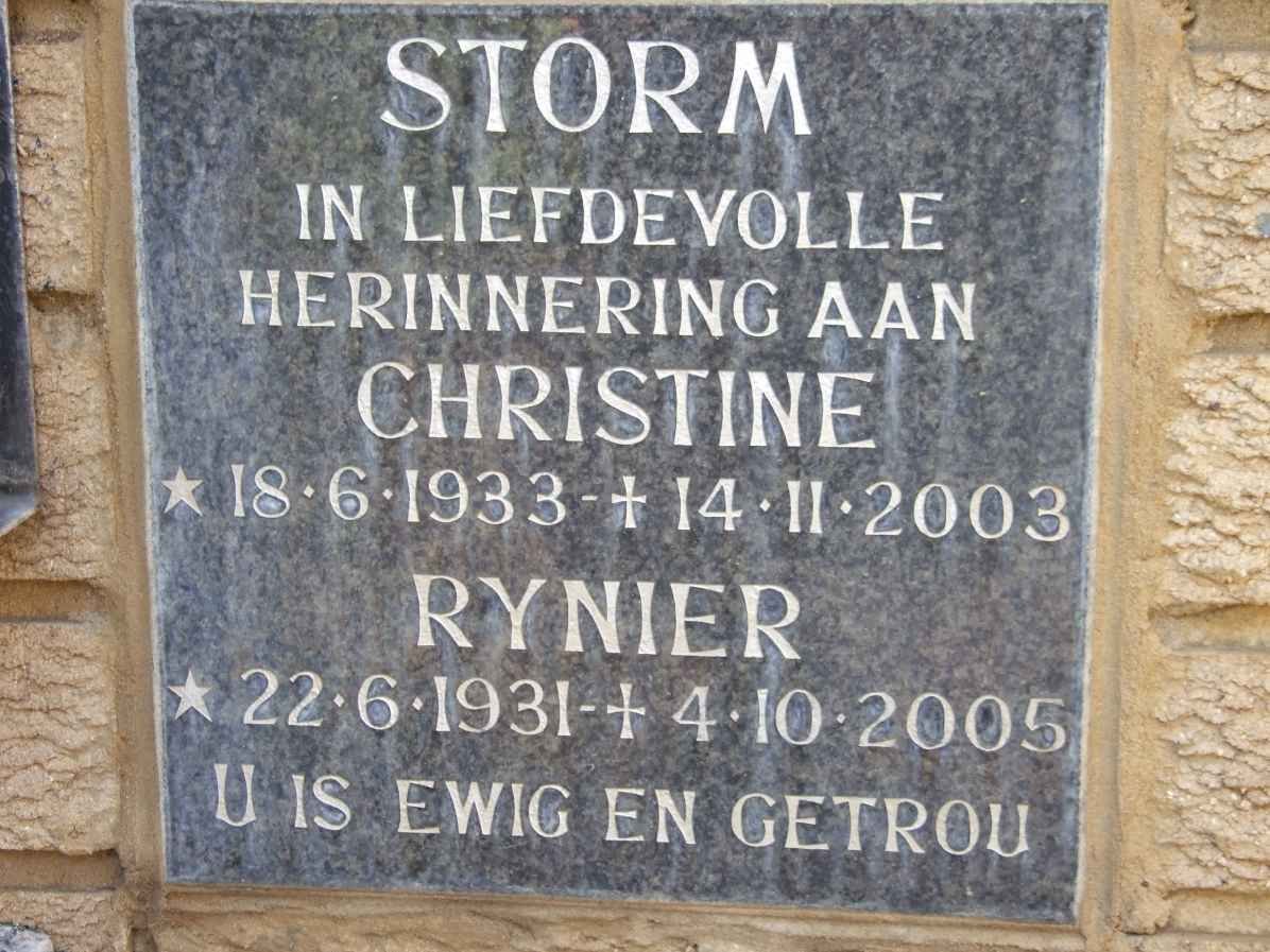 STORM Rynier 1931-2005 &amp; Christine 1933-2003