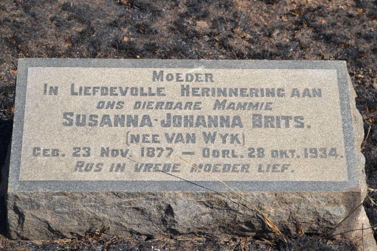 BRITS Susanna Johanna nee VAN WYK 1877-1934