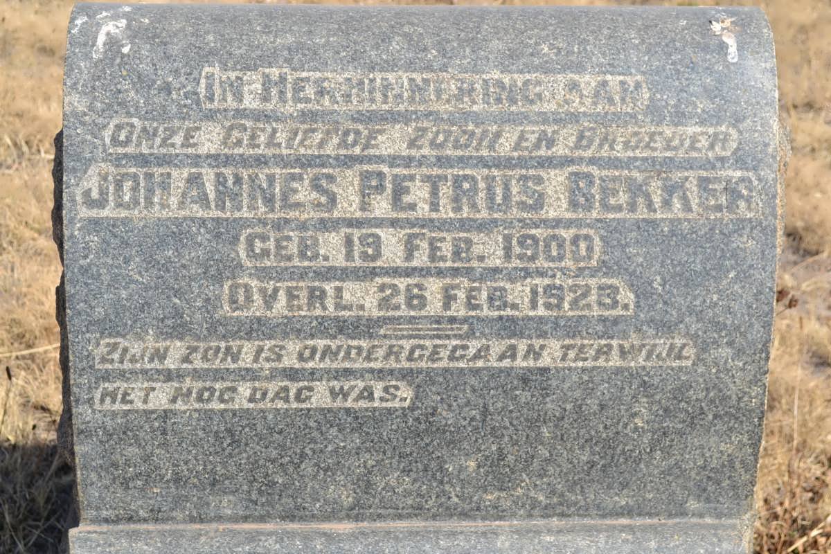 BEKKER Johannes Petrus 1900-1923