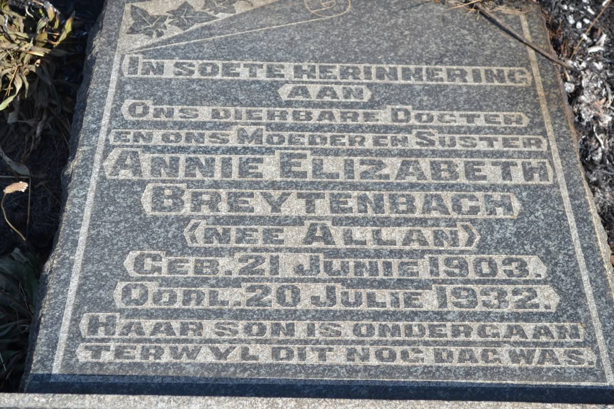 BREYTENBACH Annie Elizabeth nee ALLAN 1903-1932