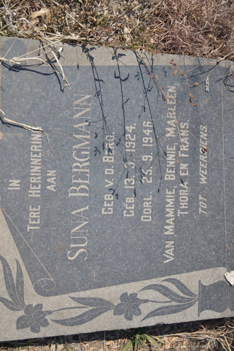 BERGMANN Suna nee v.d. BERG 1924-1946