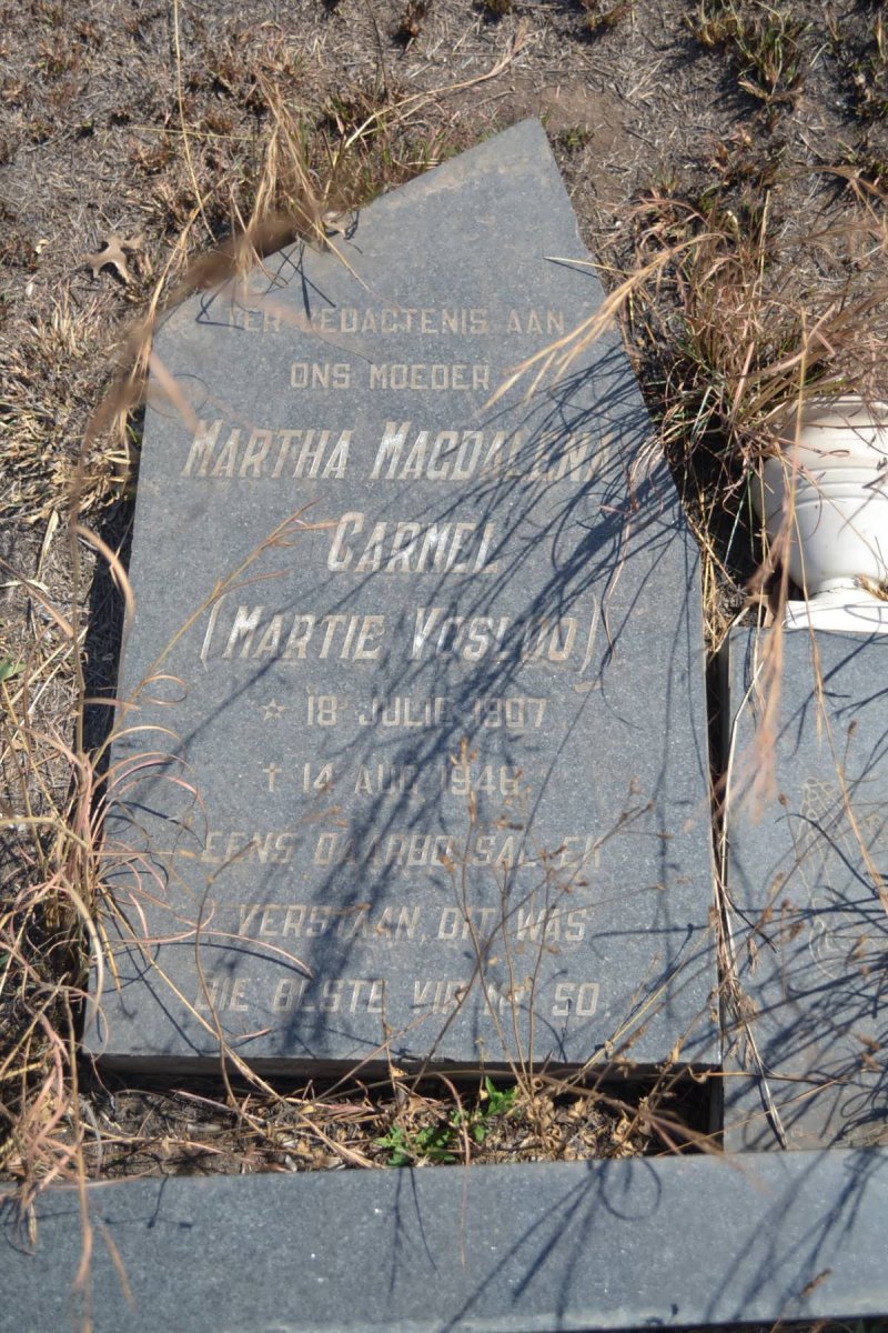 CARMEL Martha Magdalena nee VOSLOO 1907-1946
