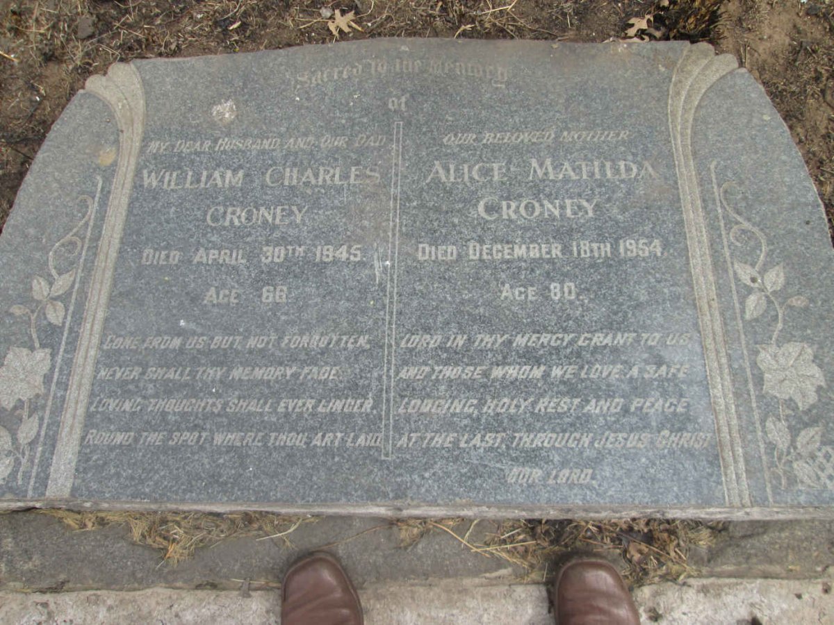 CRONEY William Charles -1945 &amp; Alice Matilda -1954