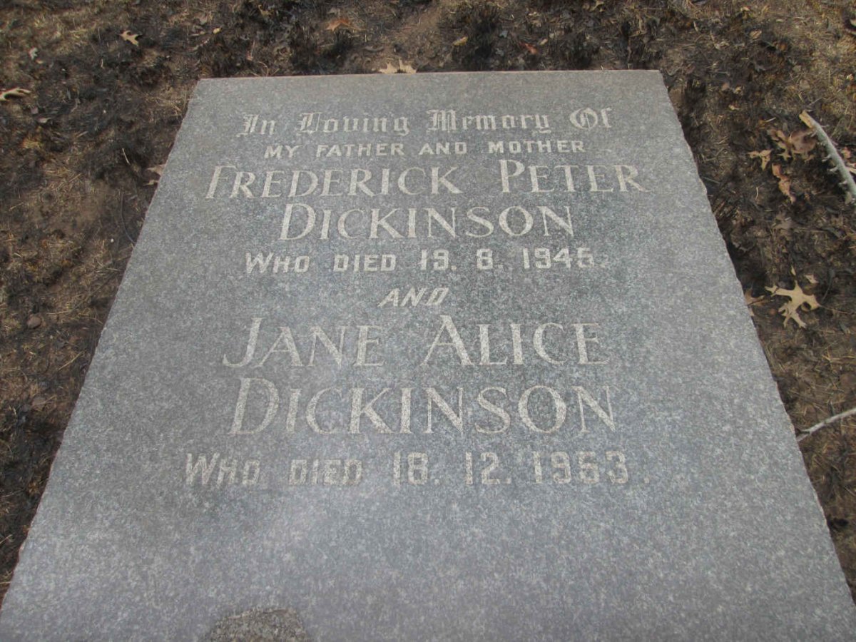 DICKINSON Frederick Peter -1945 &amp; Jane Alice -1953