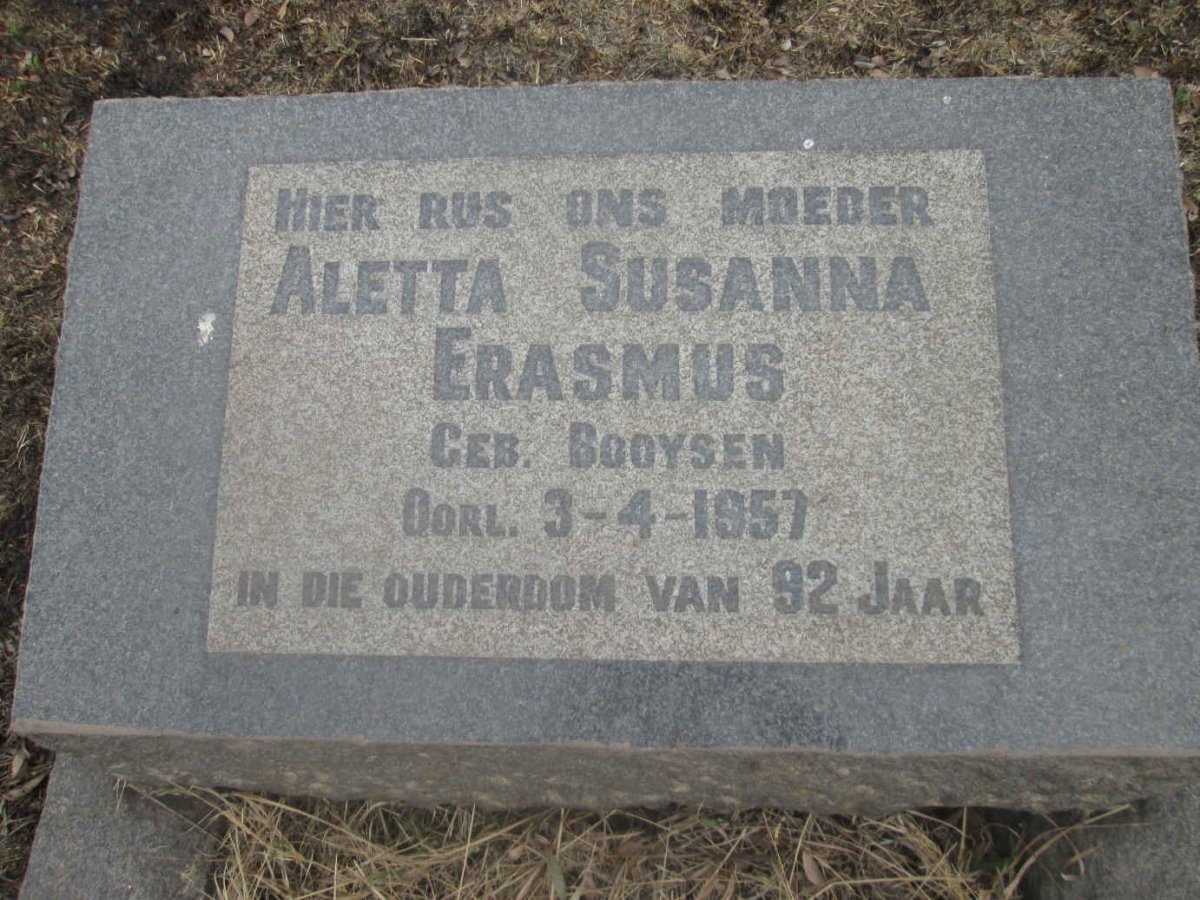 ERASMUS Aletta Susanna nee BOOYSEN -1957