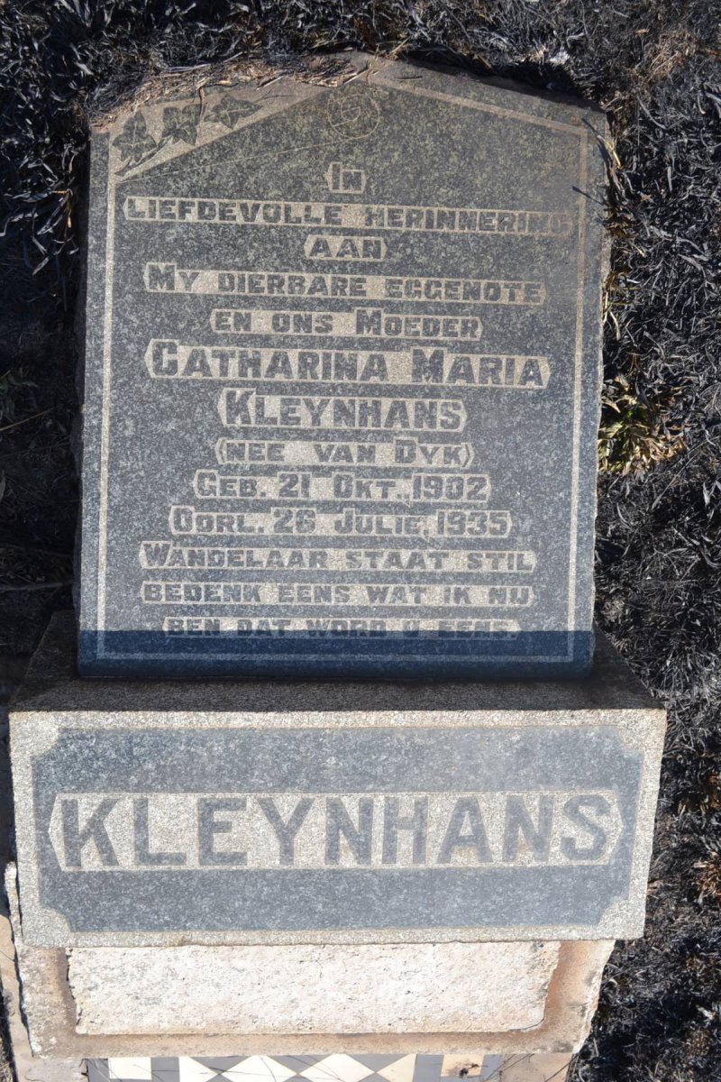 KLEYNHANS Catharina Maria nee VAN DYK 1902-1935
