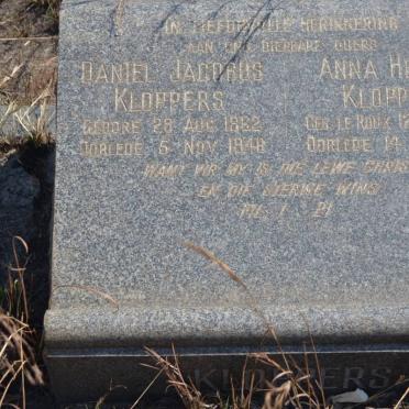 KLOPPERS Daniel Jacobus 1862-1946 &amp; Anna Helena LE ROUX 1874-1959
