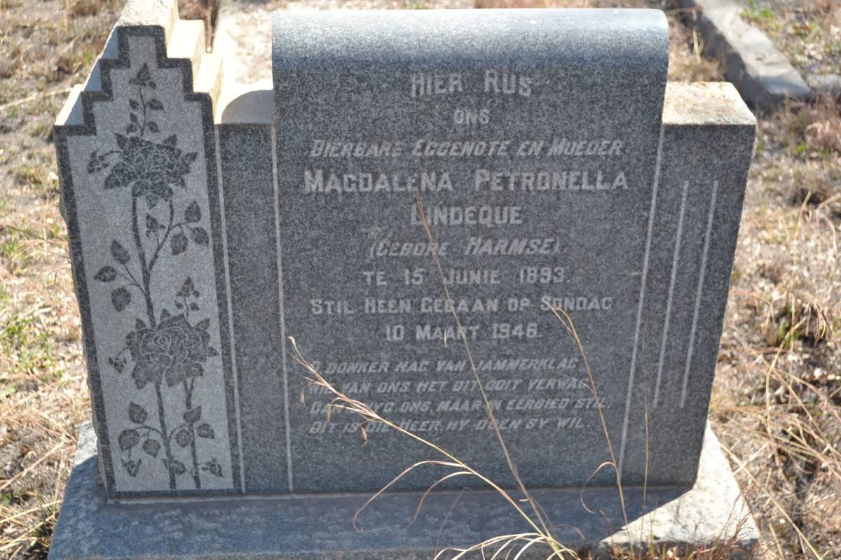 LINDEQUE Magdalena Petronella nee HARMSE 1893-1946