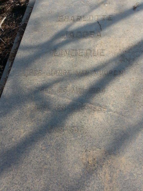 LINDEQUE Charlotte Jacoba nee JANSE VAN VUUREN 1894-1985